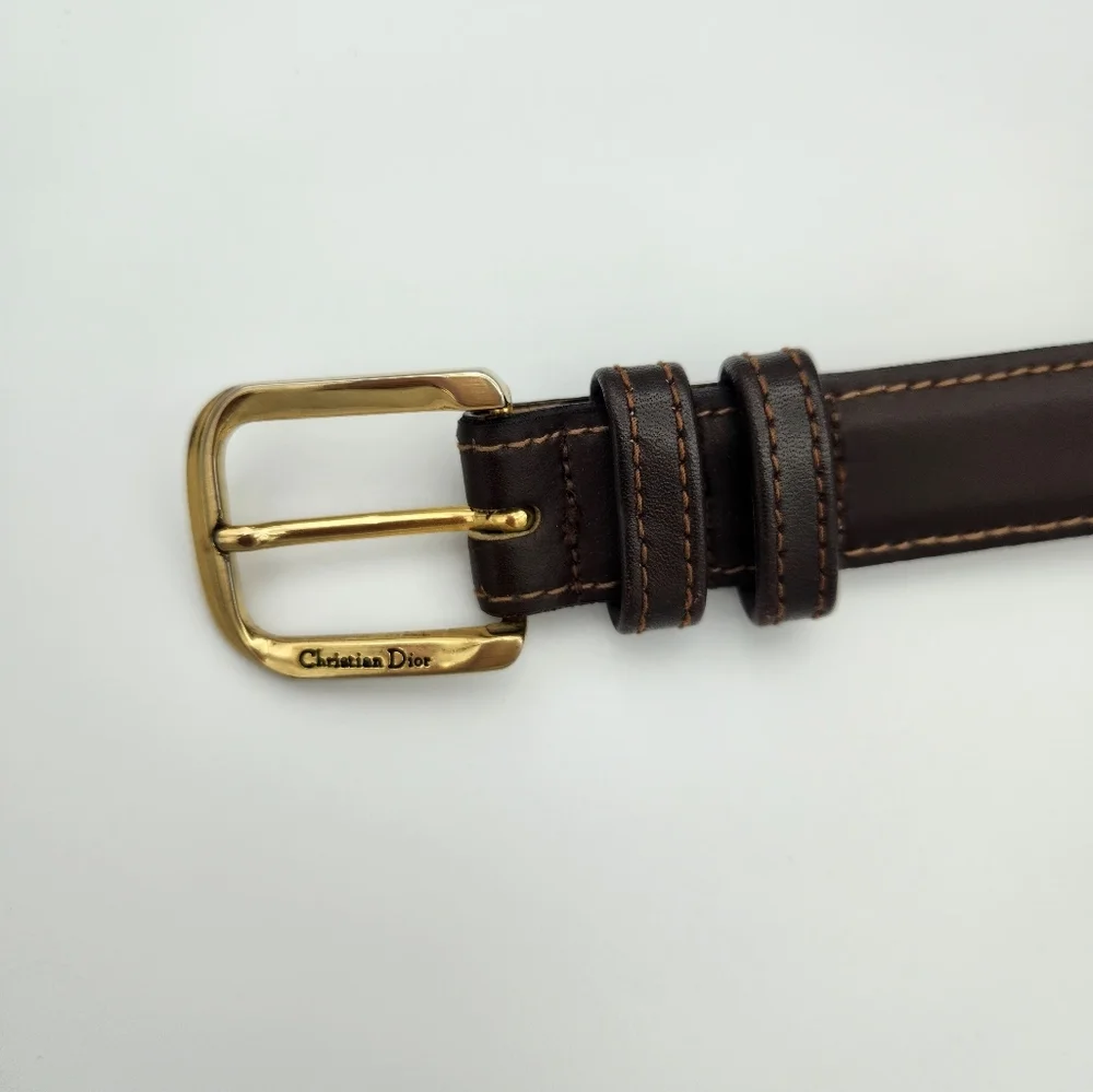 Dior Kids Belt in Brown with Gold Buckle